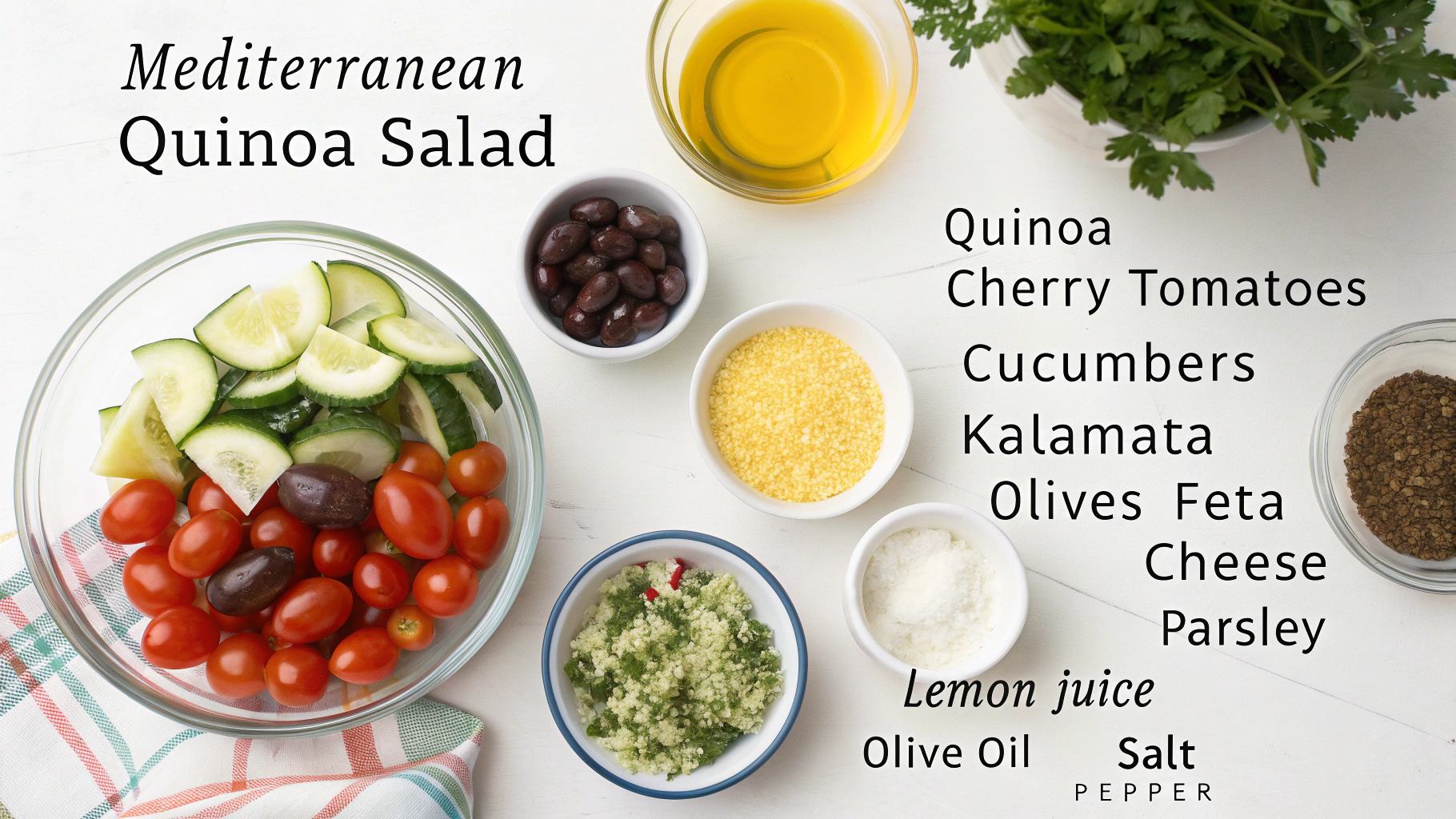 Ingrédients pour Salade de quinoa méditerranéenne