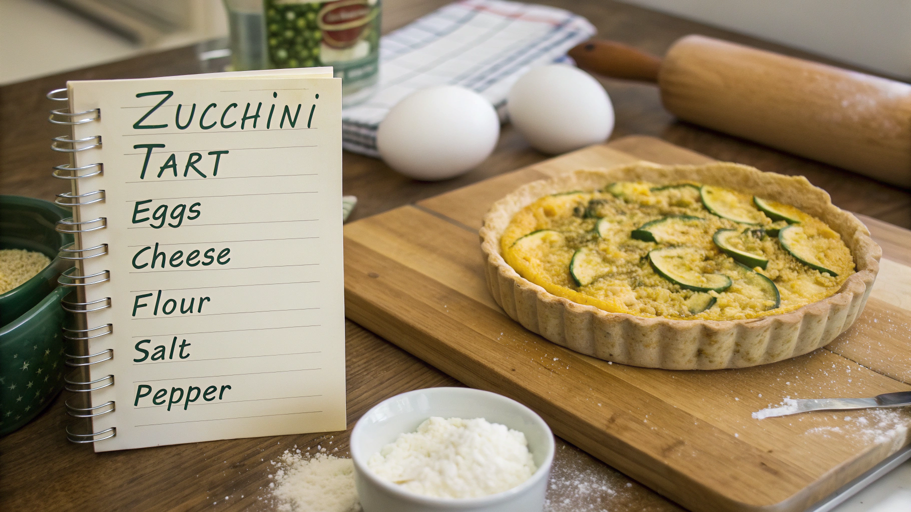 Ingrédients pour tarte courgette