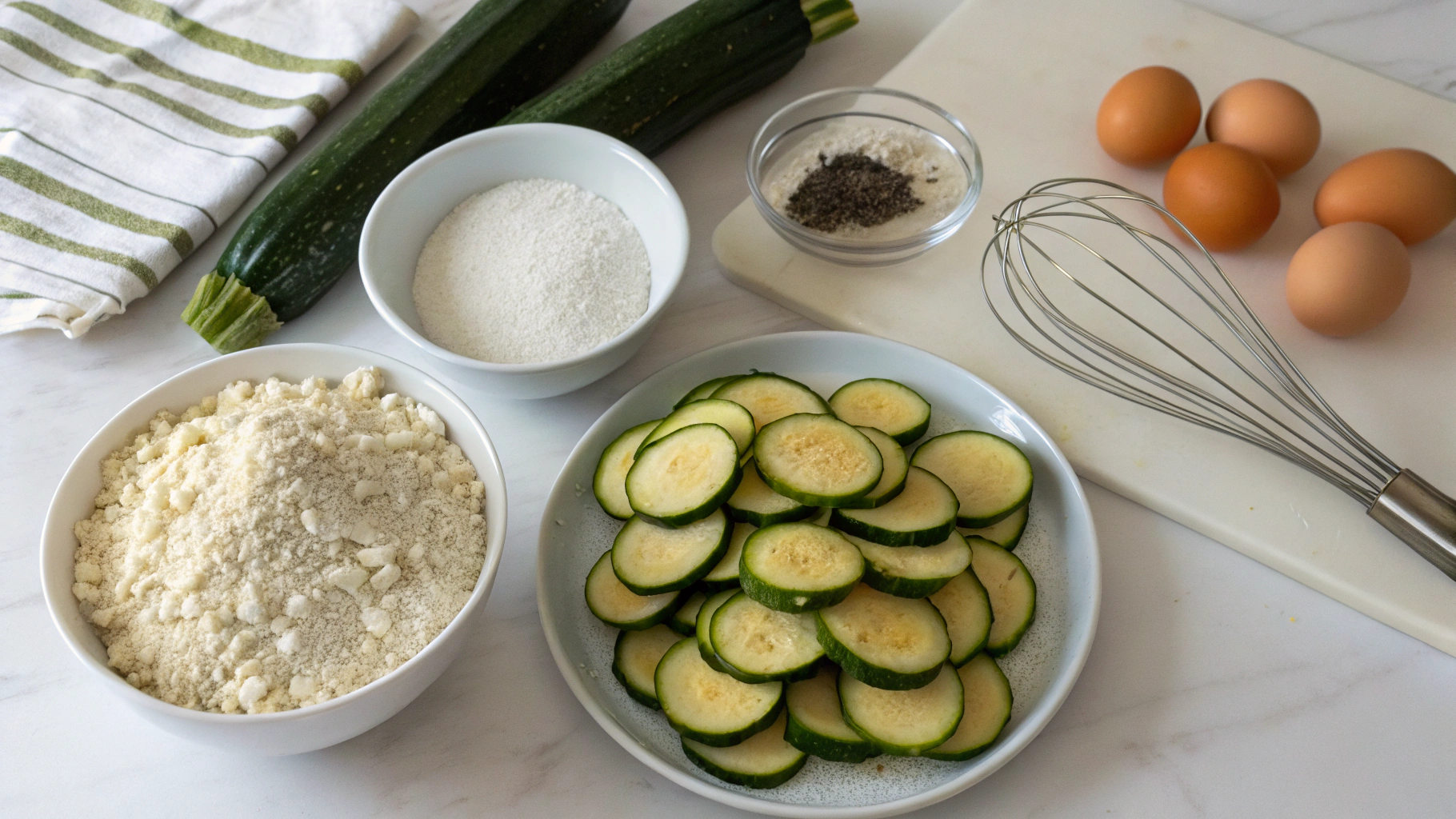 Ingrédients pour beignets de courgettes