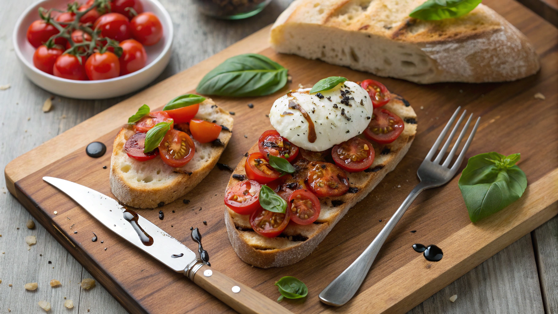 Ingrédients pour Bruschetta tomates cerises et burrata