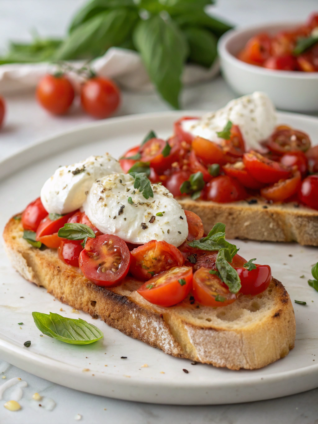 Bruschetta tomates cerises et burrata