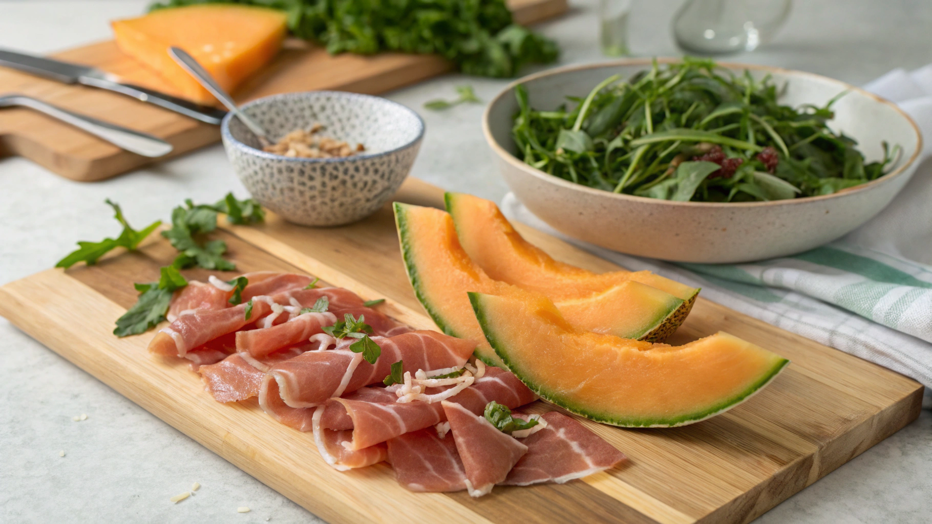Ingrédients pour Carpaccio de melon et jambon cru