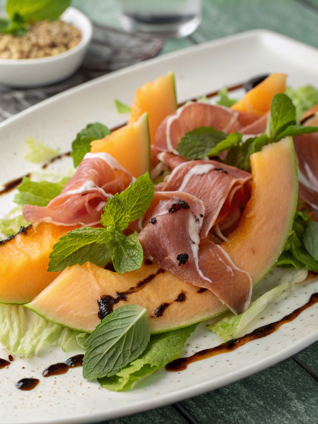 Carpaccio de melon et jambon cru