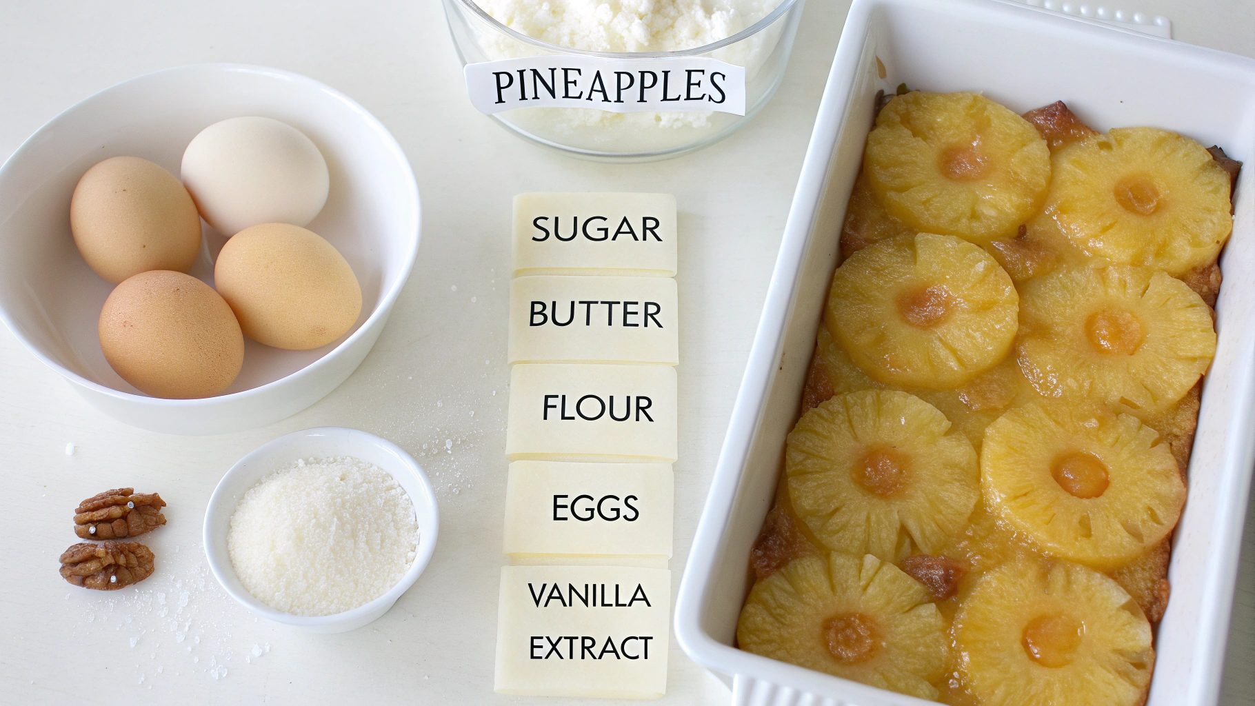 Ingrédients pour Gâteau renversé à l'ananas caramélisé