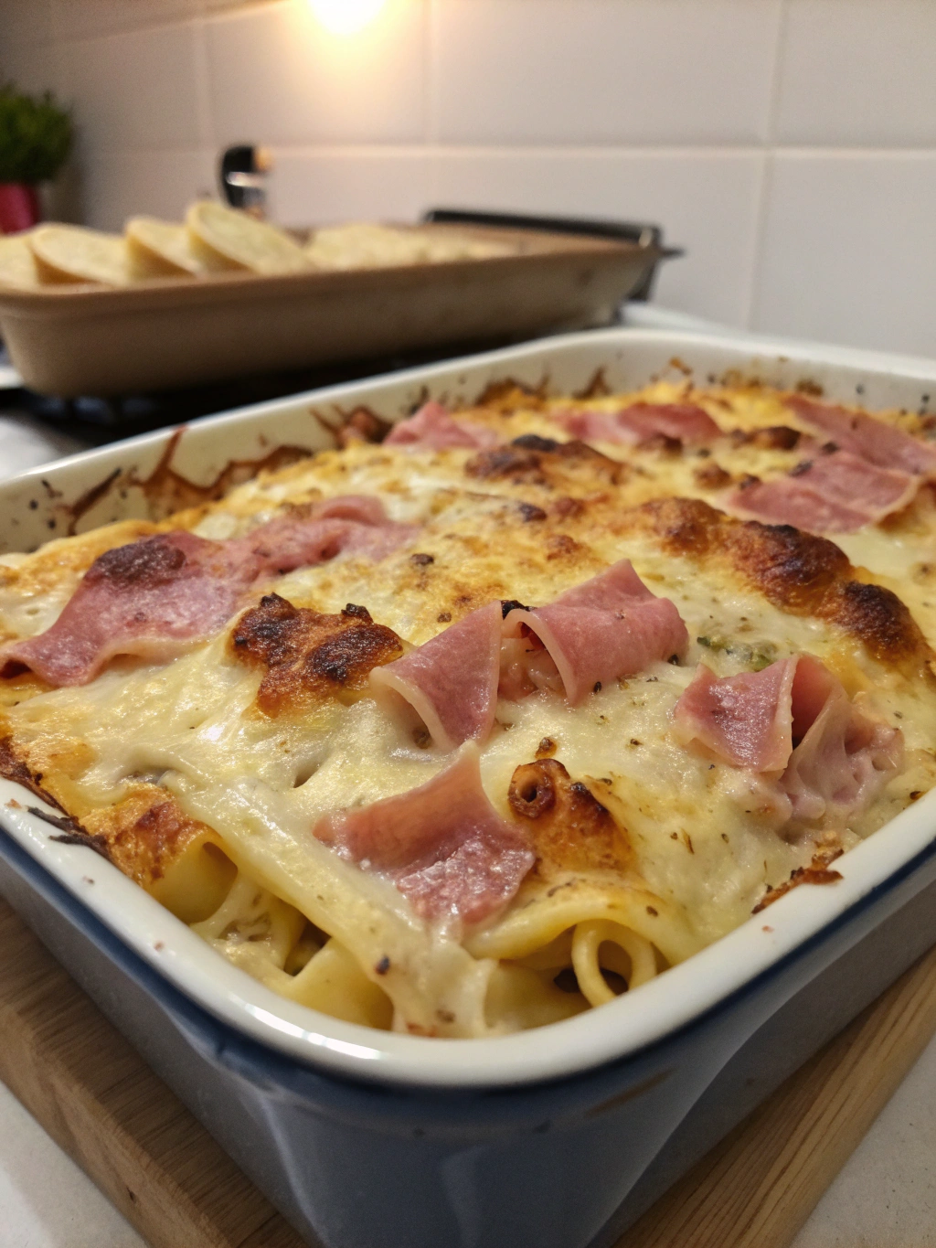 Gratin de pâtes au jambon