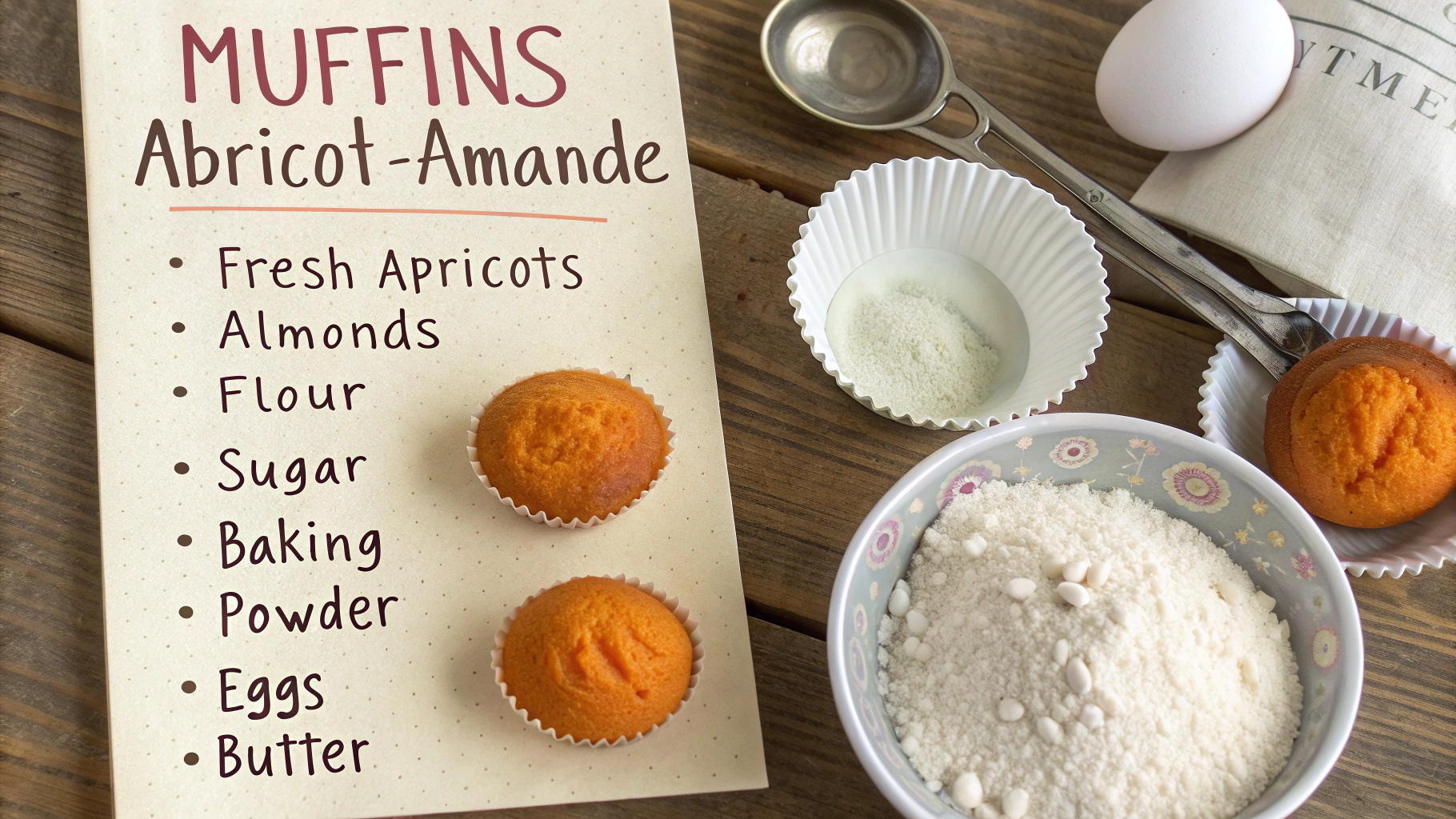 Ingrédients pour Muffins abricot-amande