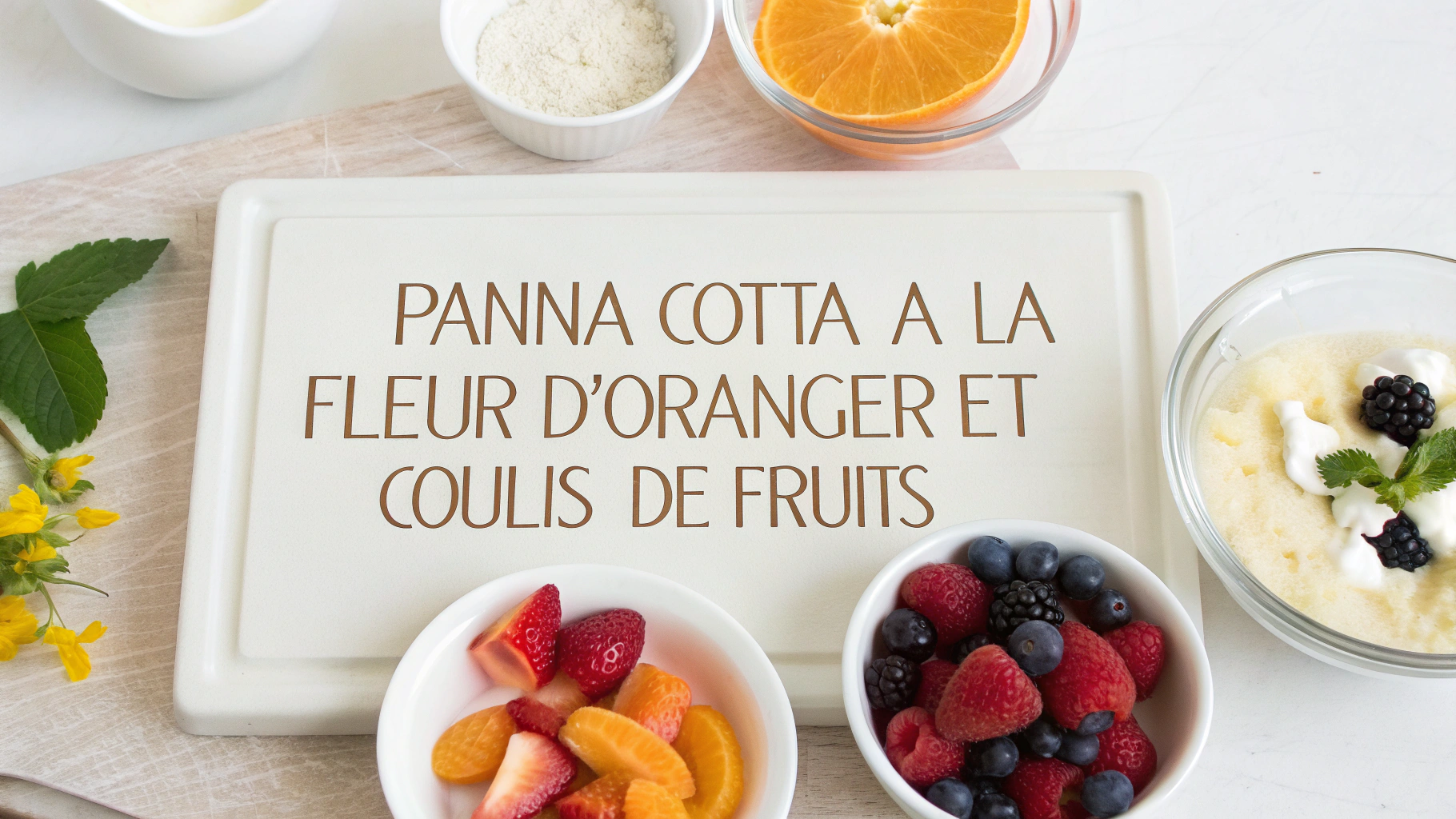 Ingrédients pour Panna cotta à la fleur d'oranger et coulis de fruits