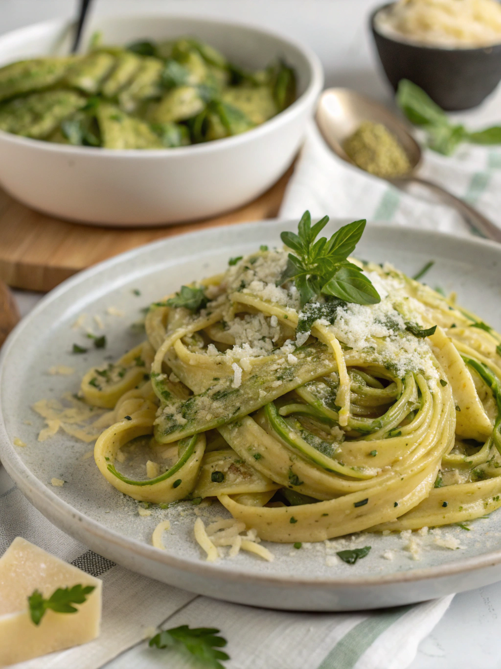 Pâtes à la crème de courgette