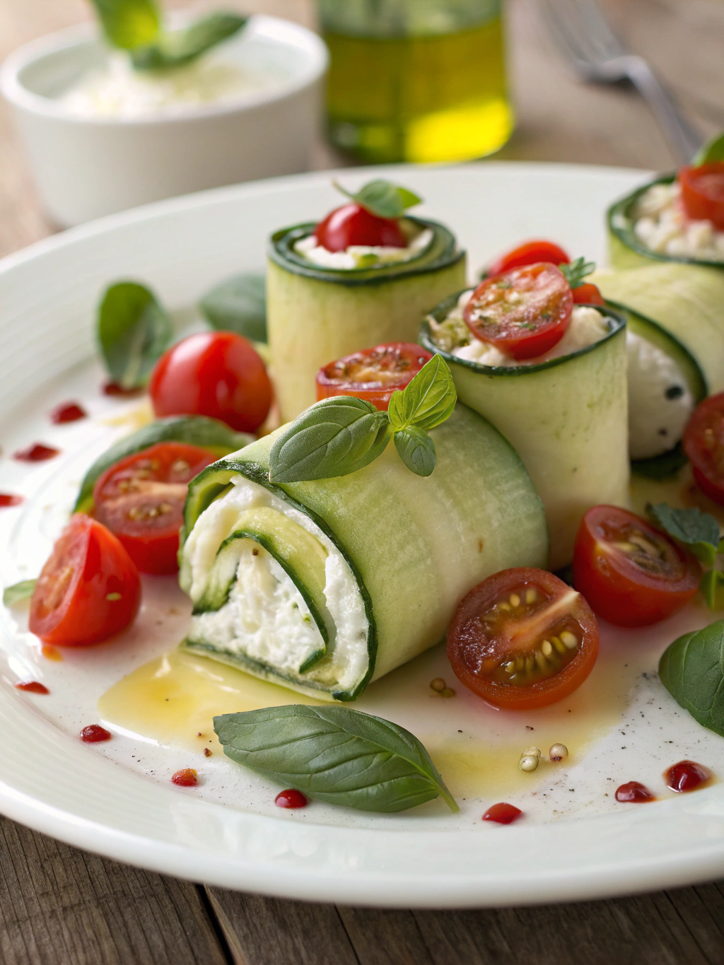 Roulés de courgette au chèvre frais