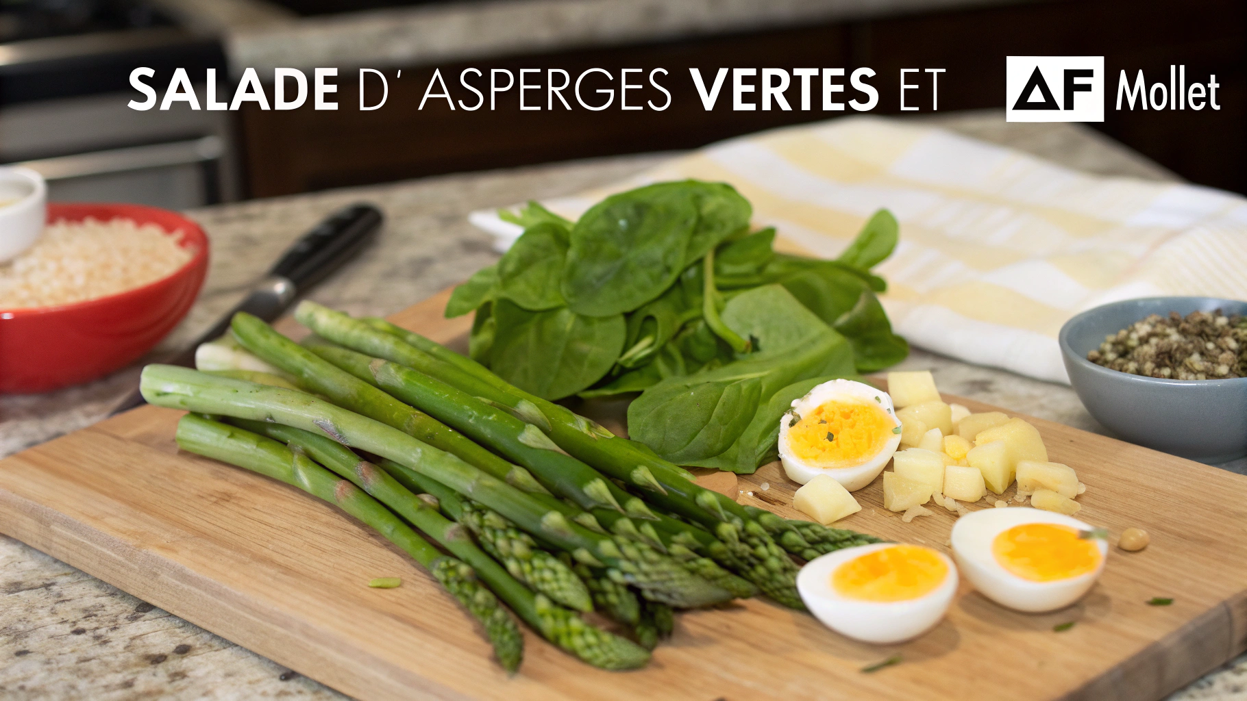 Ingrédients pour la Salade d'asperges vertes et œuf mollet