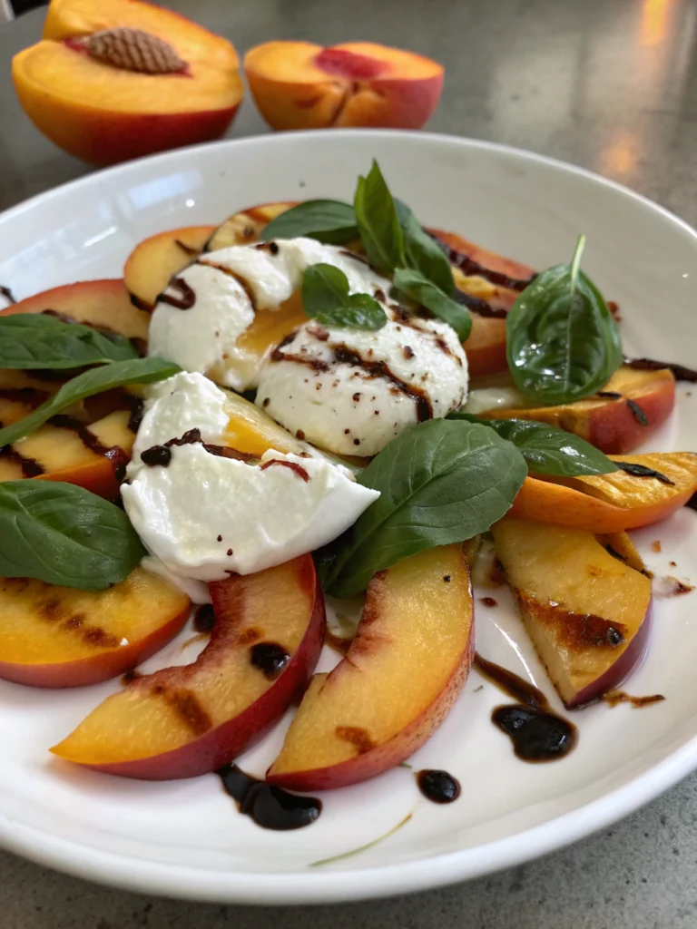 Salade de pêches et burrata