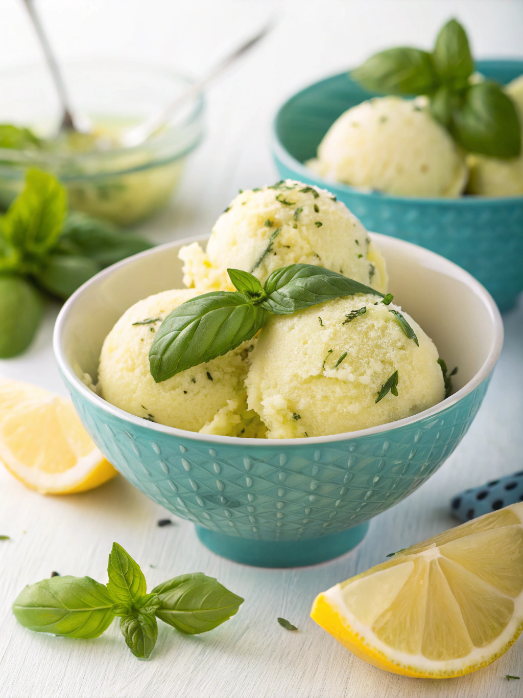 Sorbet citron basilic maison