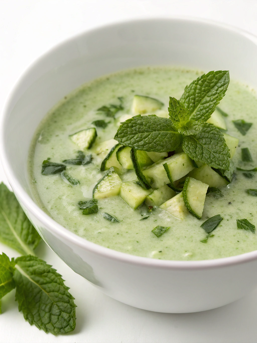 Soupe froide concombre-menthe