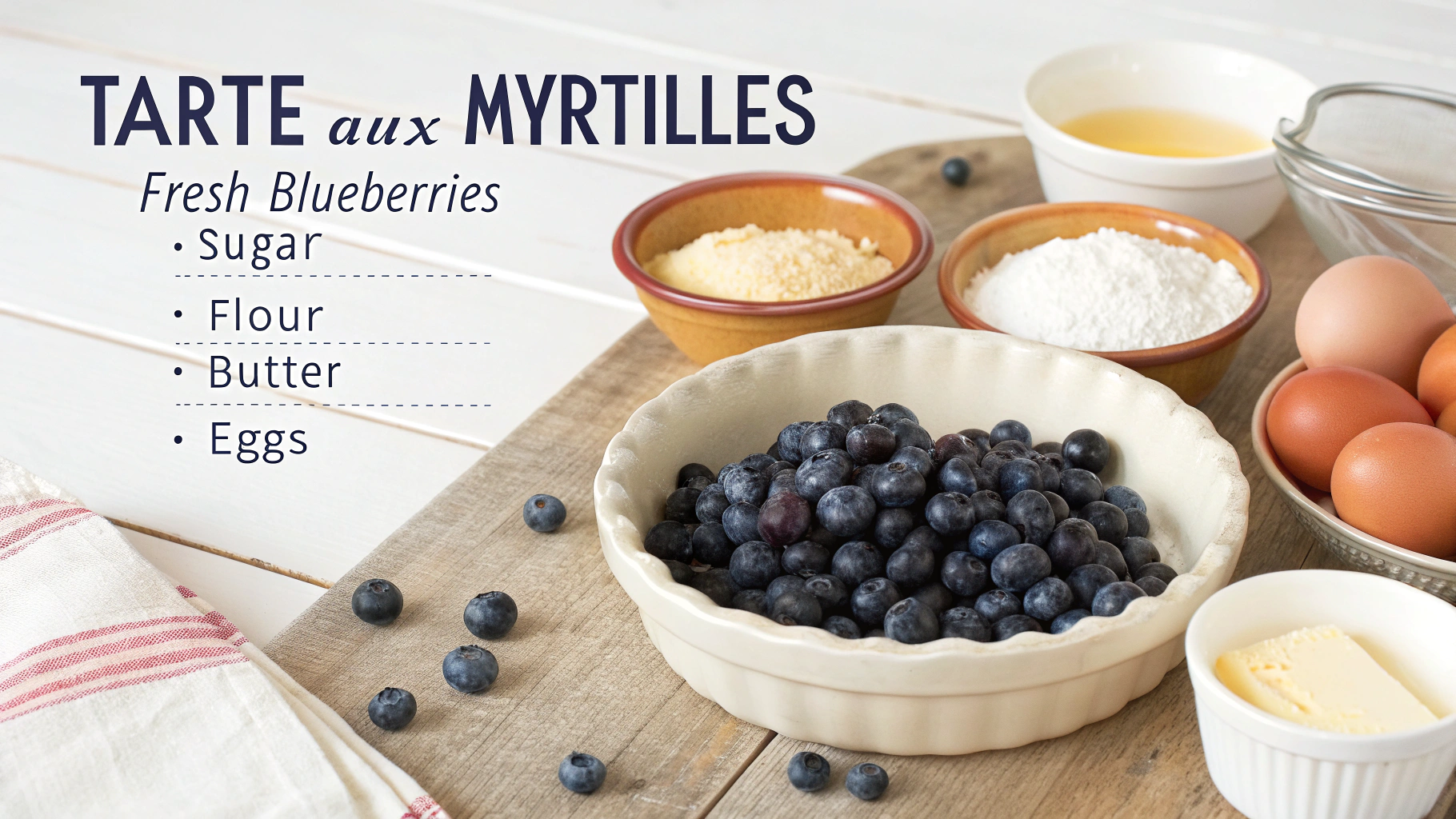 Ingrédients pour tarte aux myrtilles