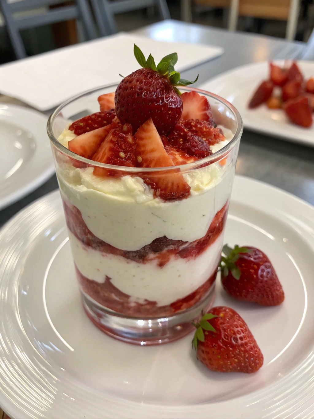 Verrine mousse ricotta et fraises