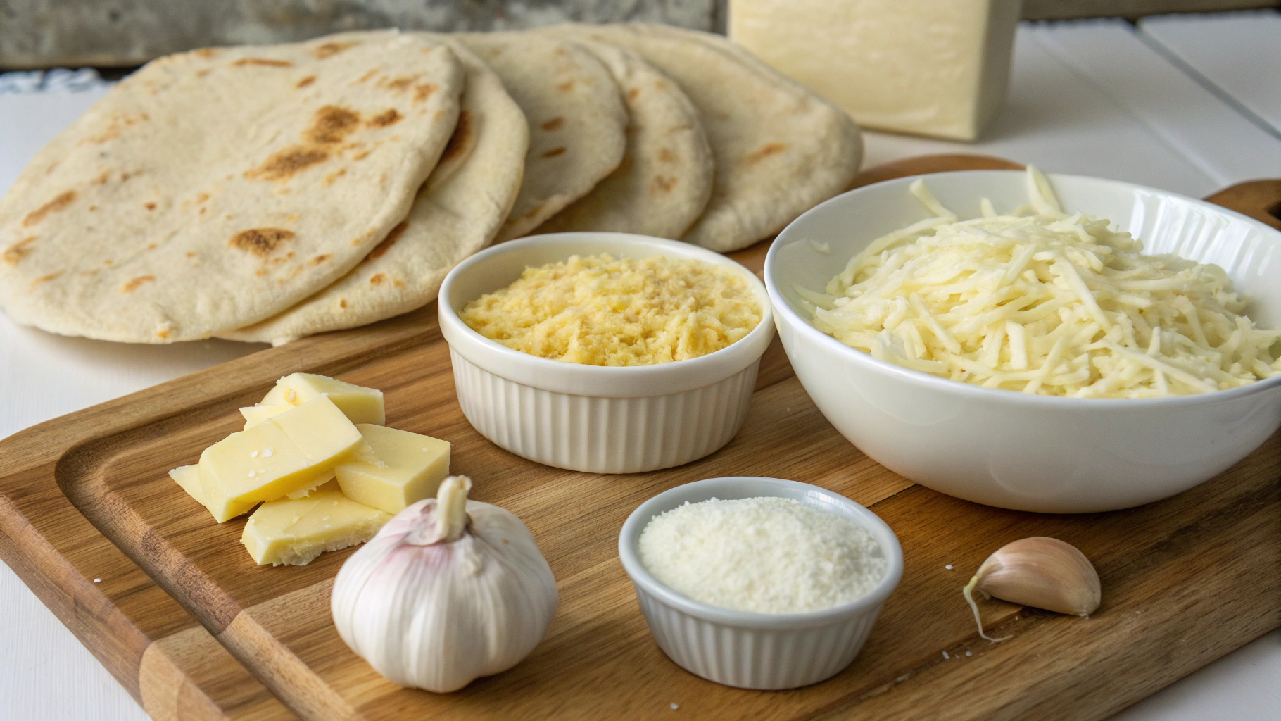 Ingrédients pour naan au fromage