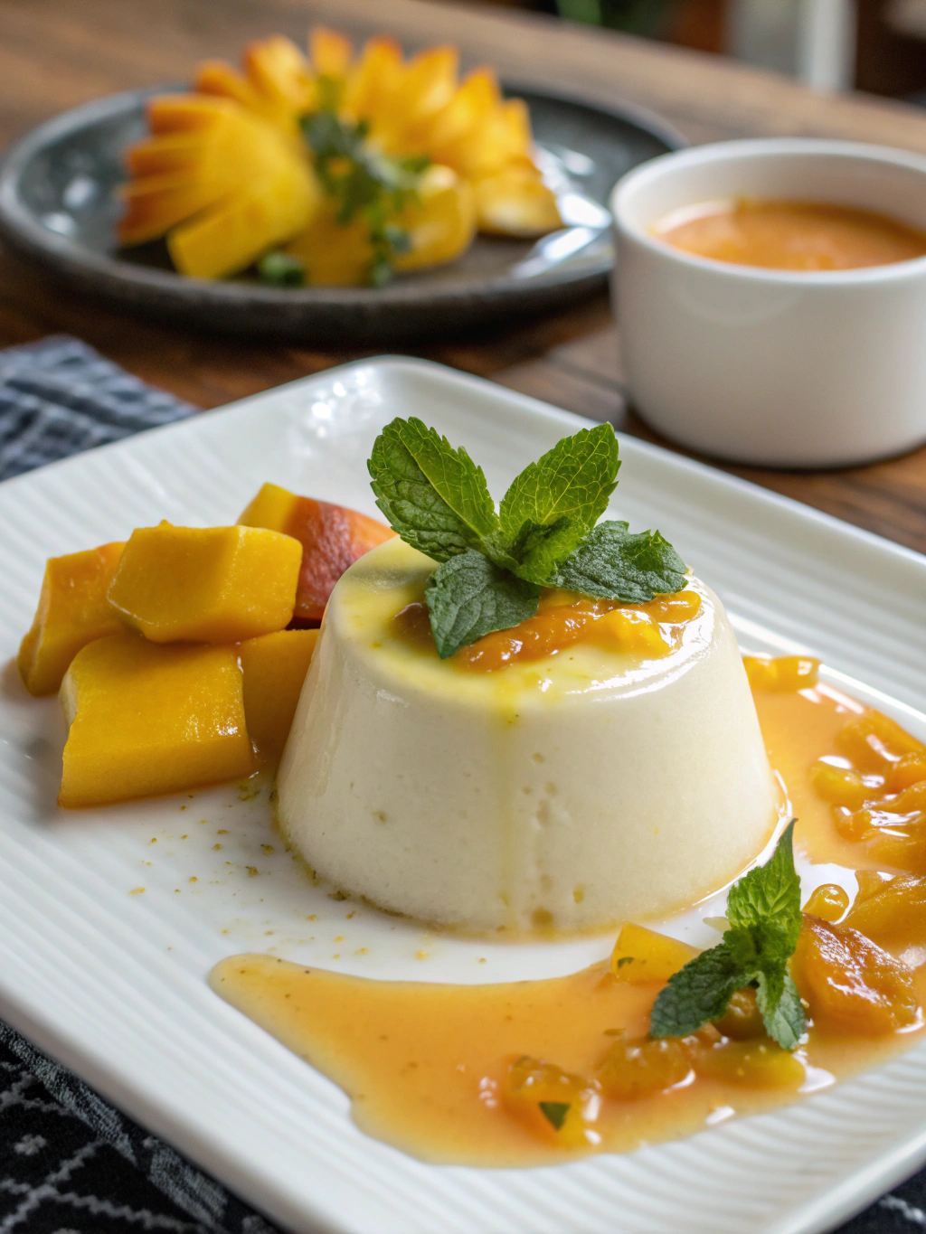 panna cotta au coulis de mangue