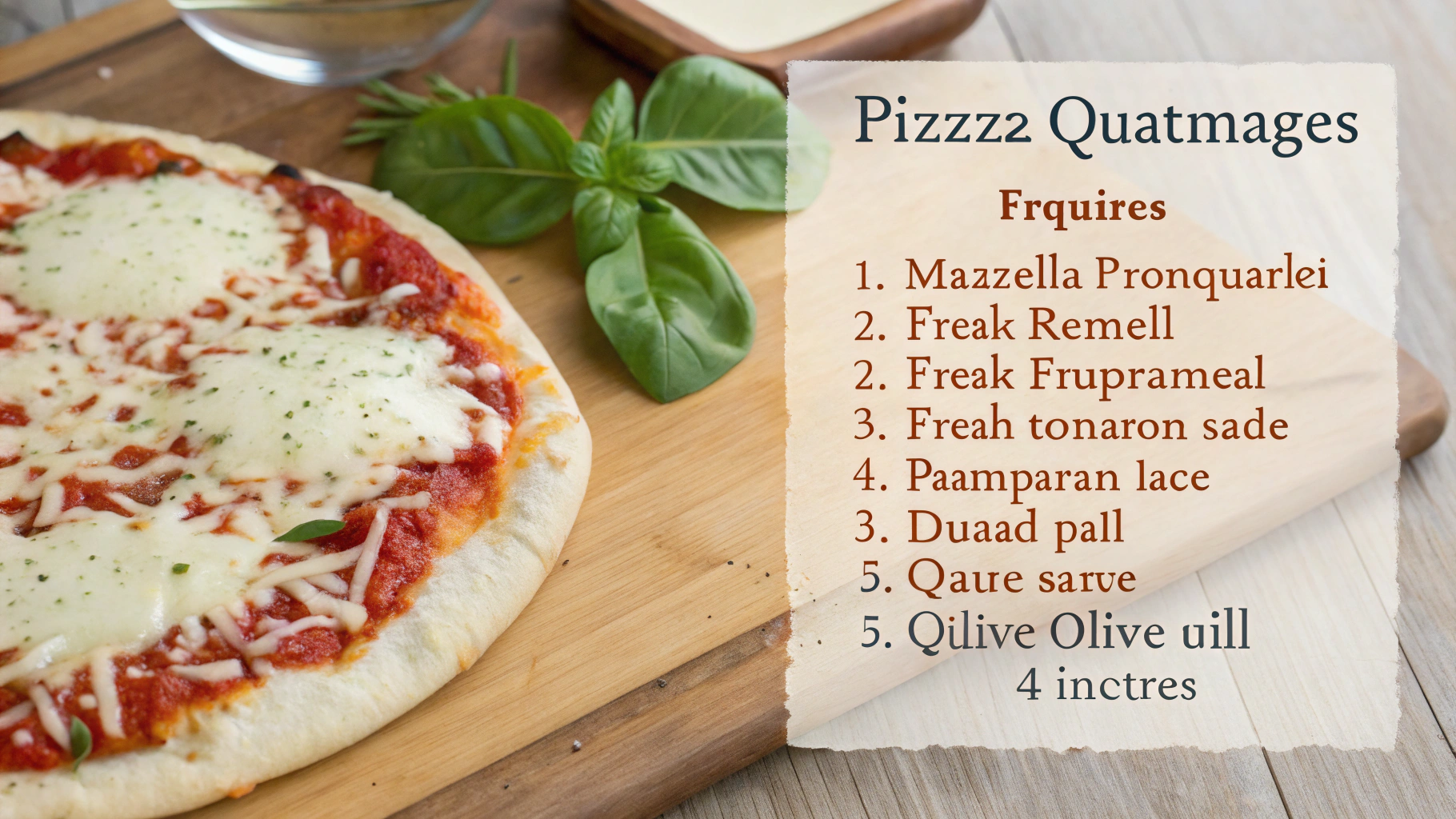 Ingrédients pour pizza quatre fromages