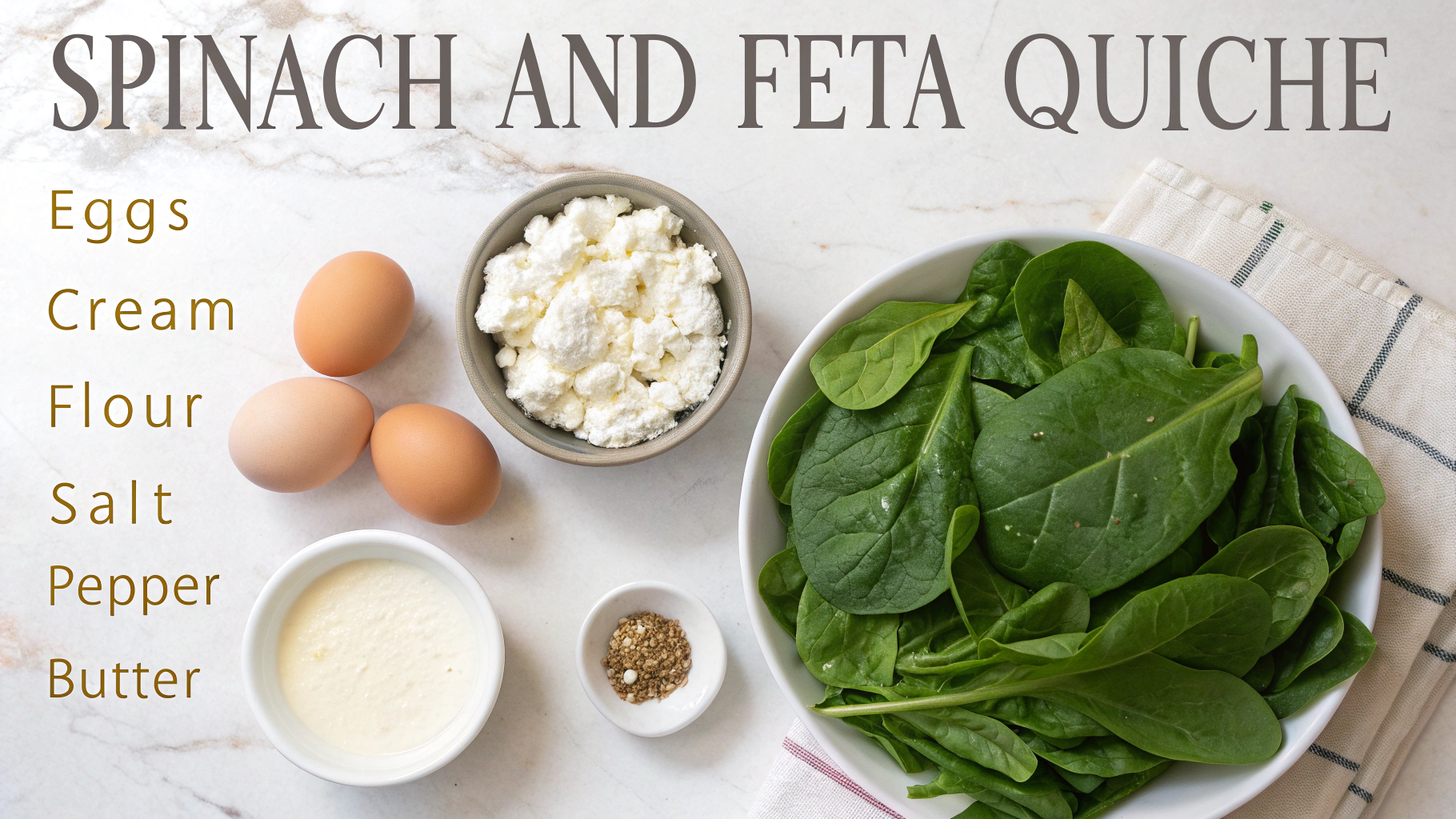 Ingrédients pour la quiche épinards feta