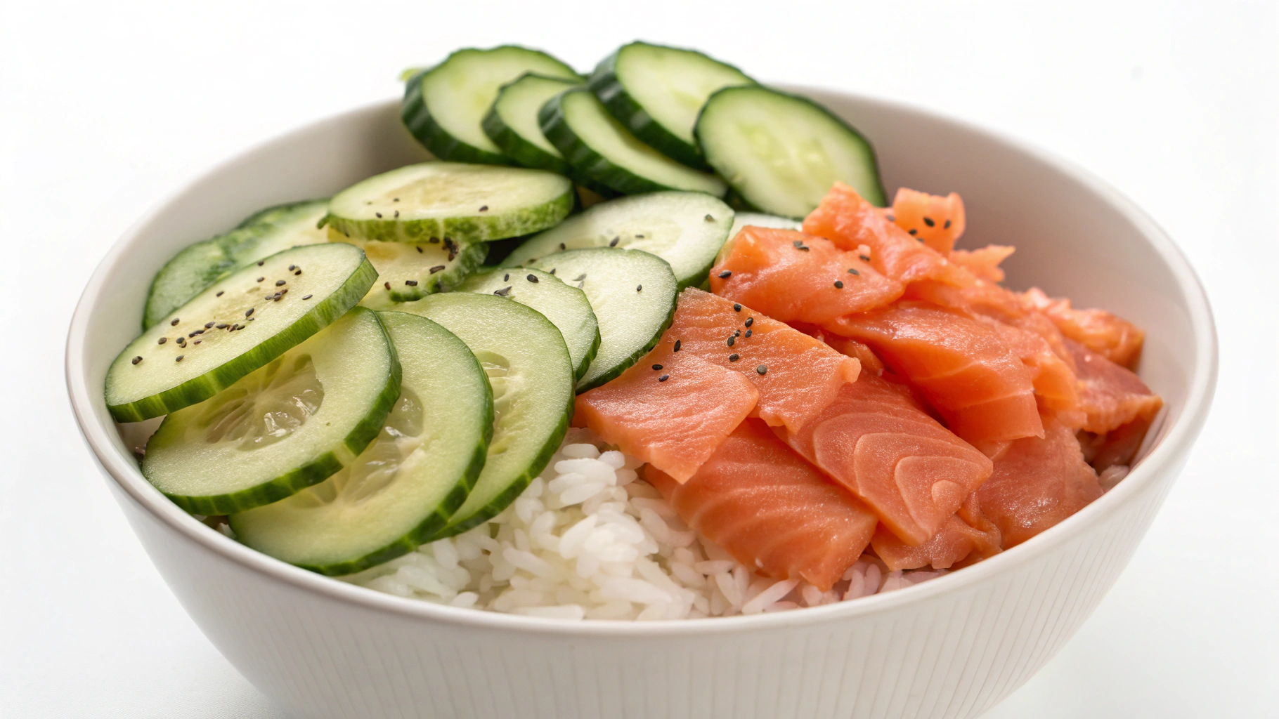 Ingrédients pour Bowl riz saumon fumé concombre