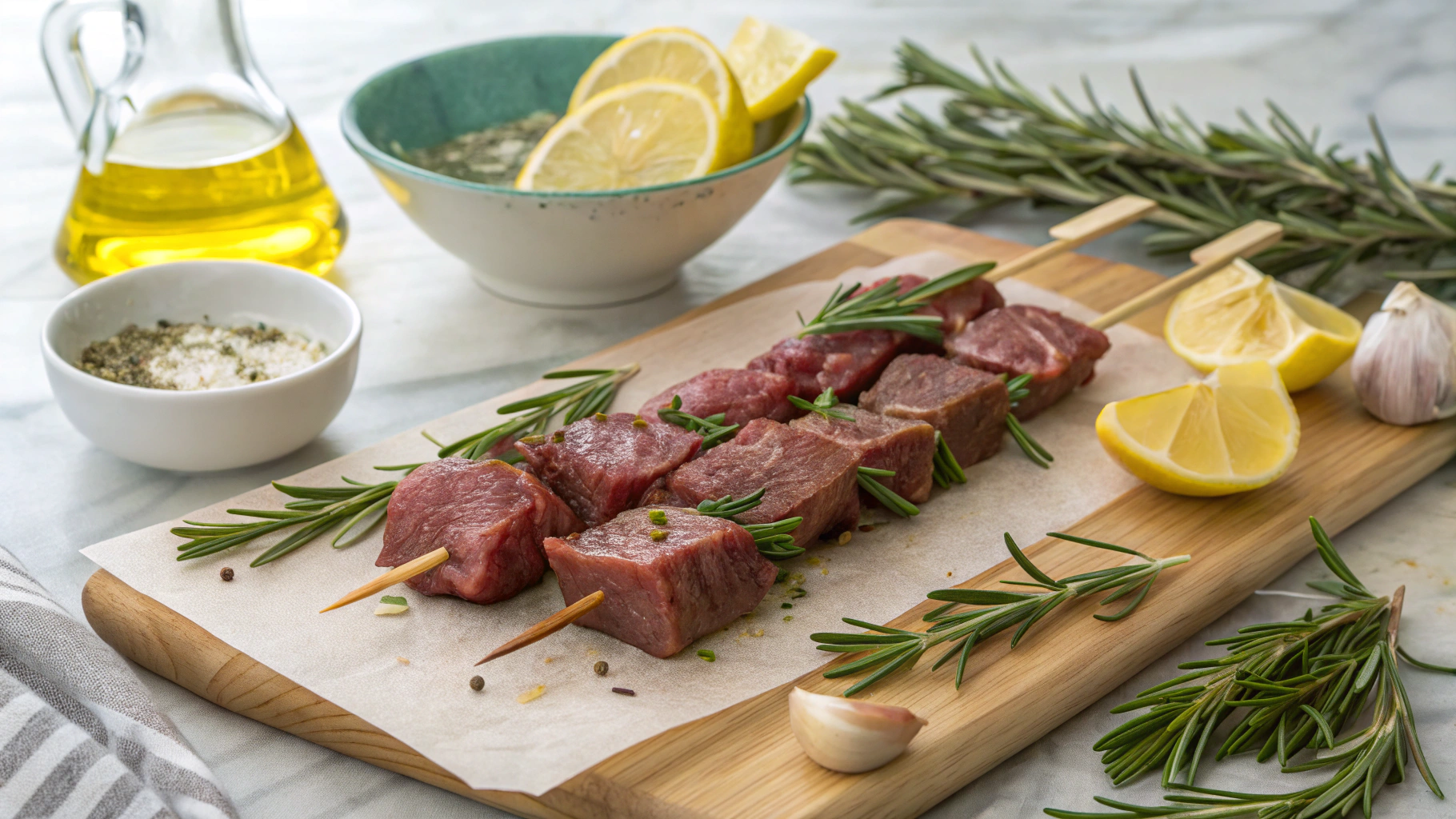 Ingrédients pour brochettes de boeuf