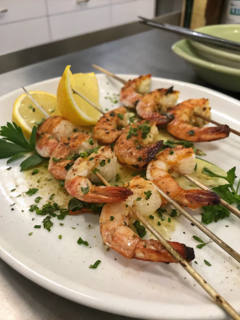 Brochettes de gambas