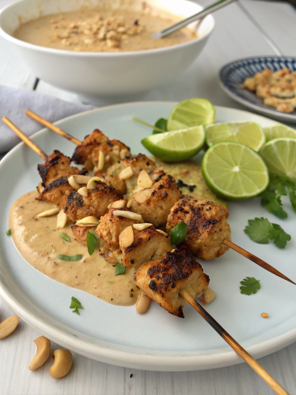 Brochettes de poulet satay au lait de coco