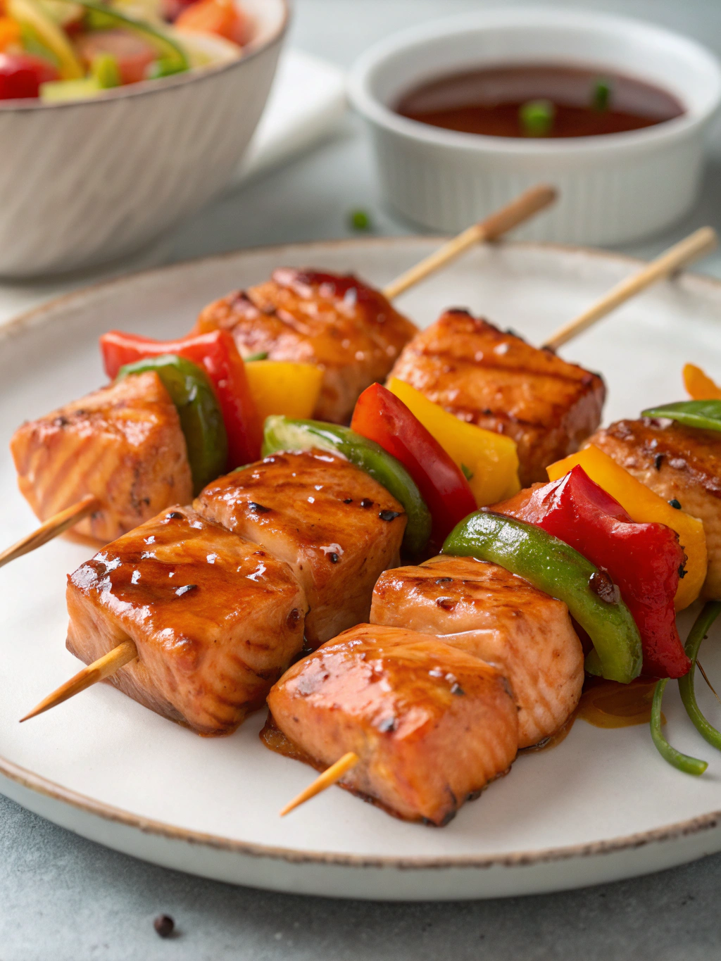 Brochettes de saumon teriyaki