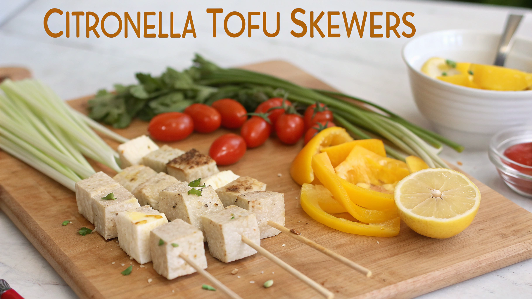 Ingrédients pour brochettes de tofu citronnelle