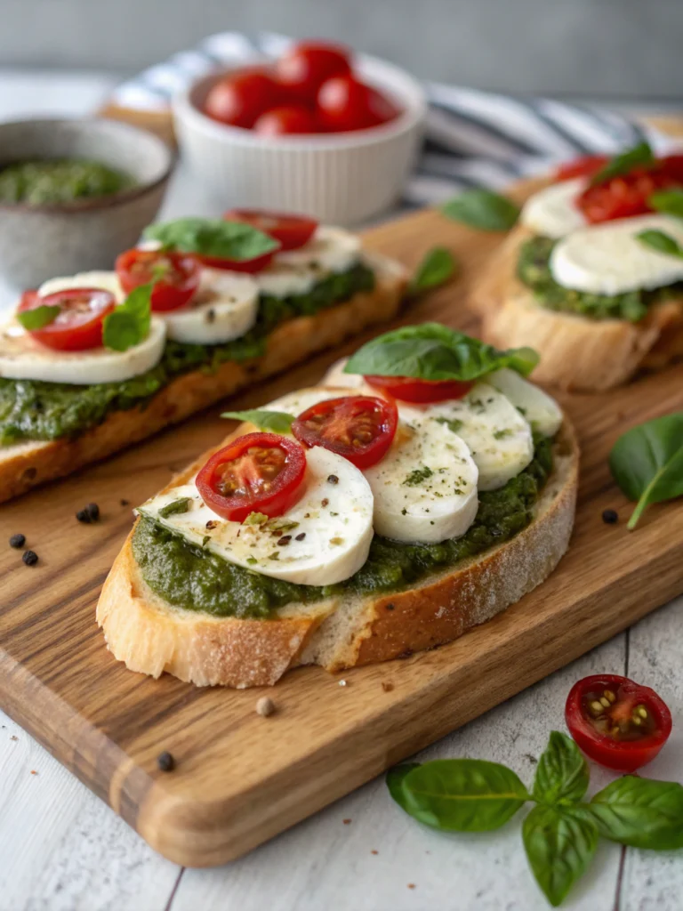 Bruschetta mozzarella pesto