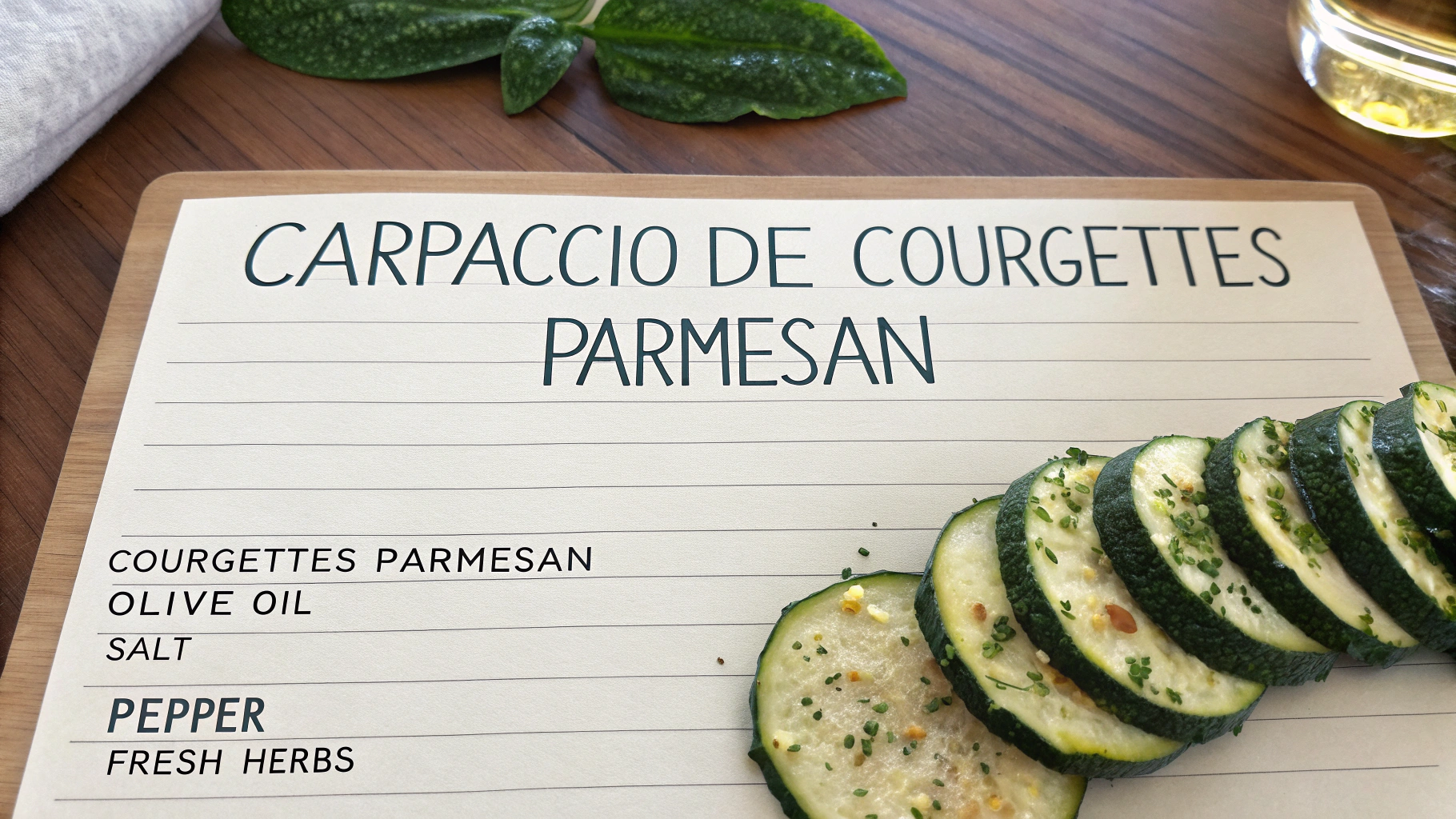 Ingrédients pour Carpaccio de courgettes parmesan