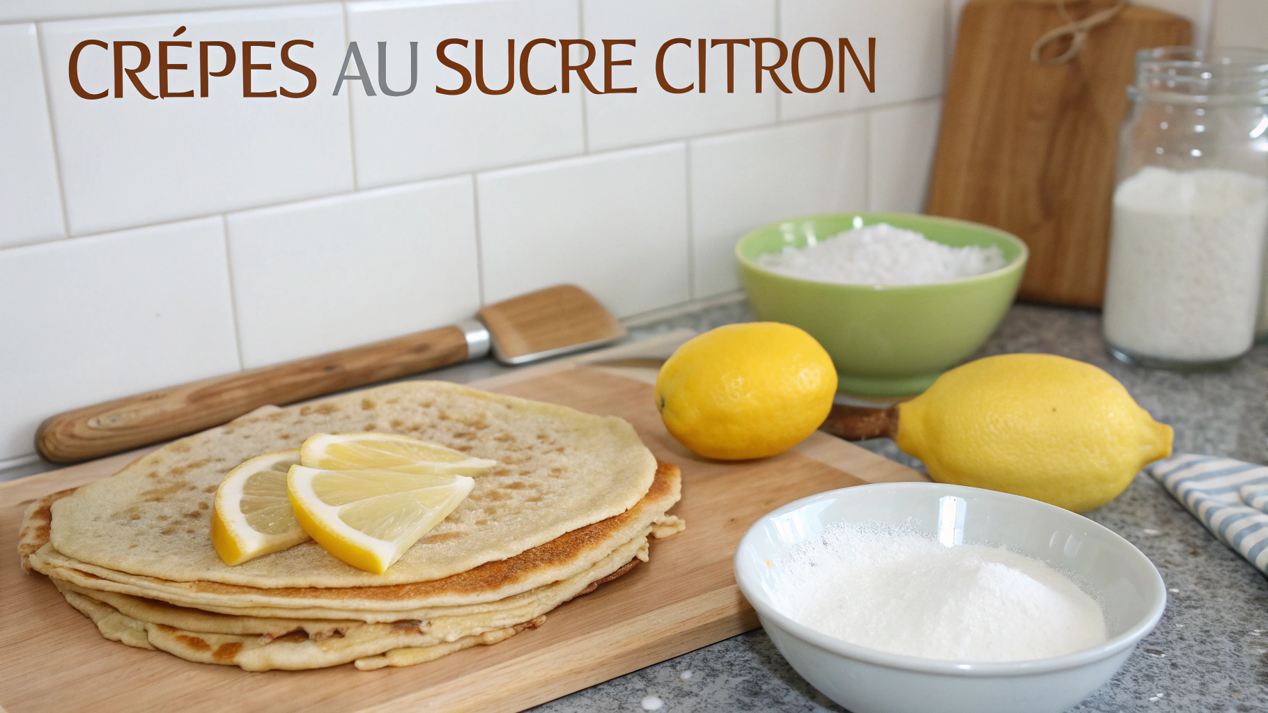 Ingrédients pour crêpes au sucre citron
