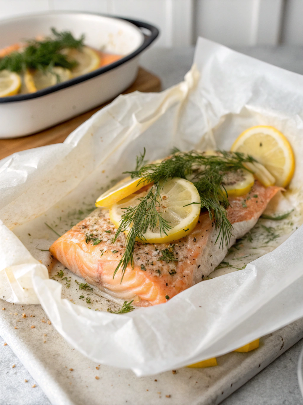 Filet de saumon en papillote citron-aneth