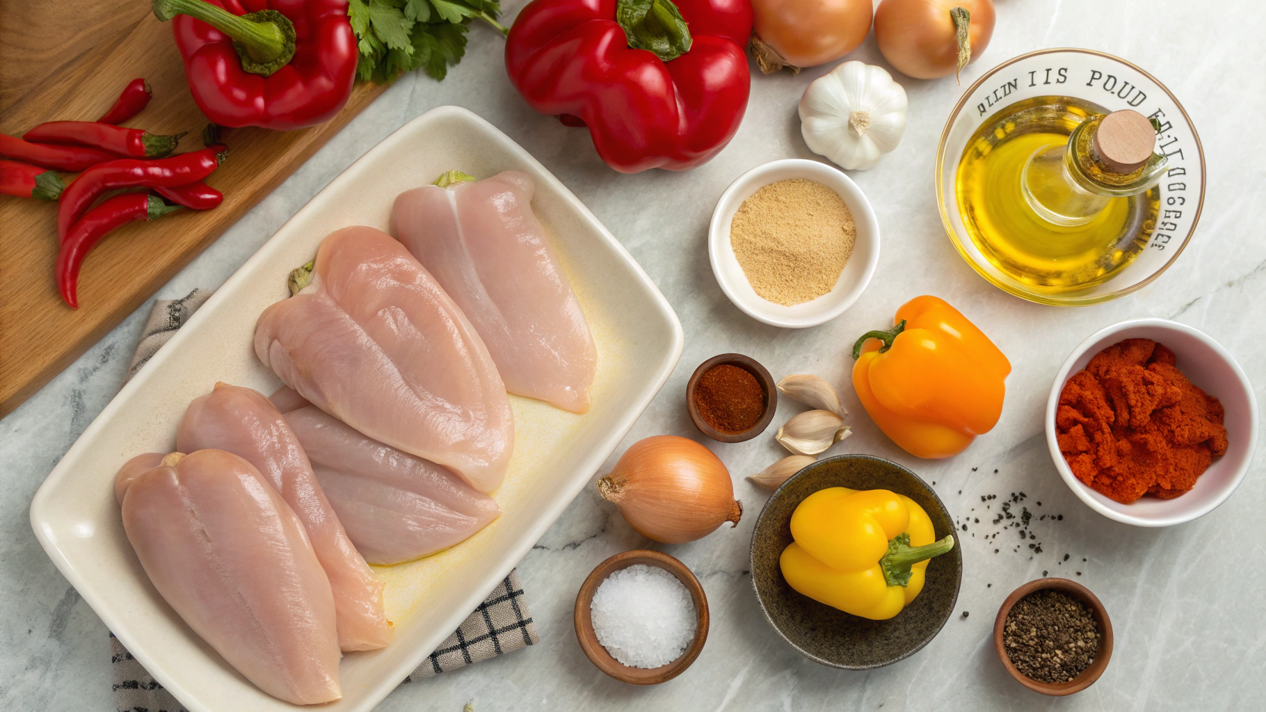 Ingrédients pour filets de poulet paprika one-pan