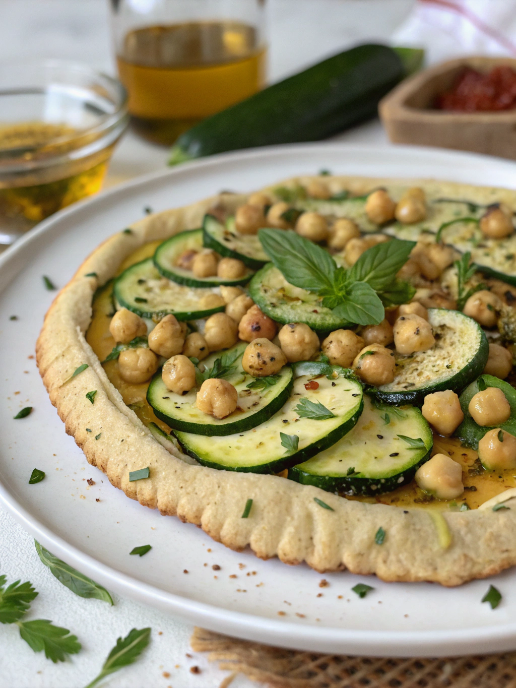 Galette pois chiches courgettes