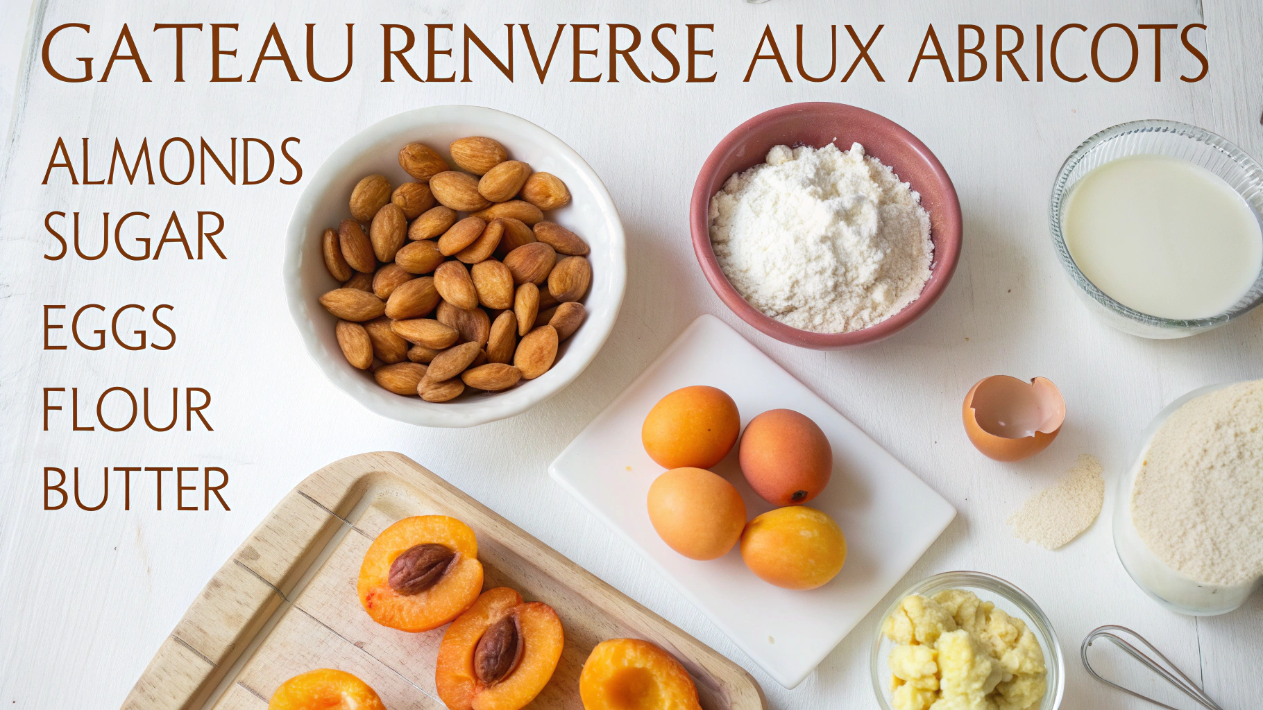 Ingrédients pour gâteau renversé aux abricots