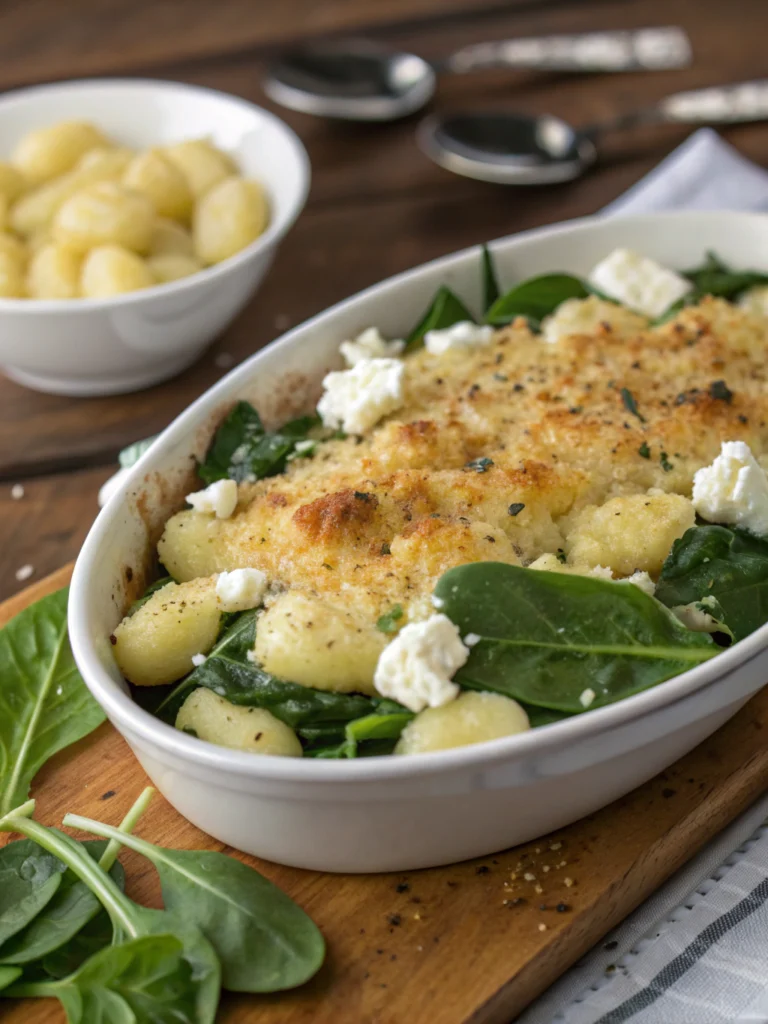 Gnocchis épinards chèvre gratin végé