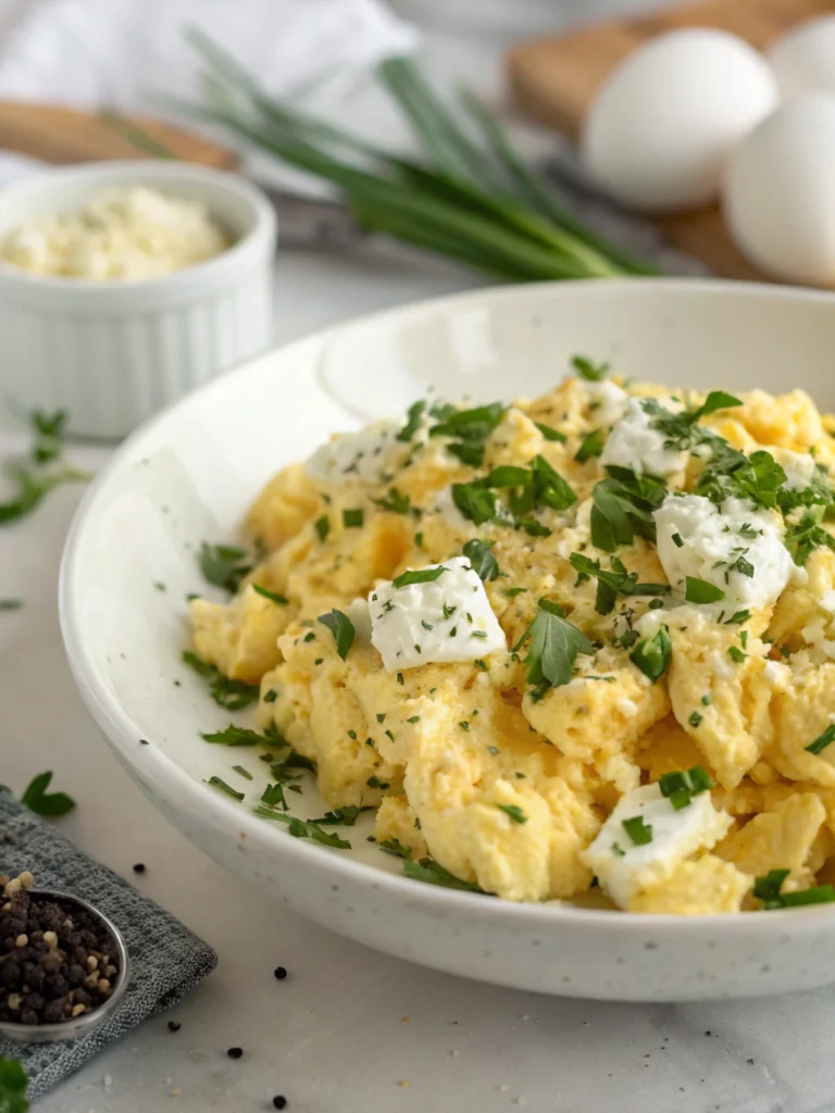 Œufs brouillés chèvre fines herbes
