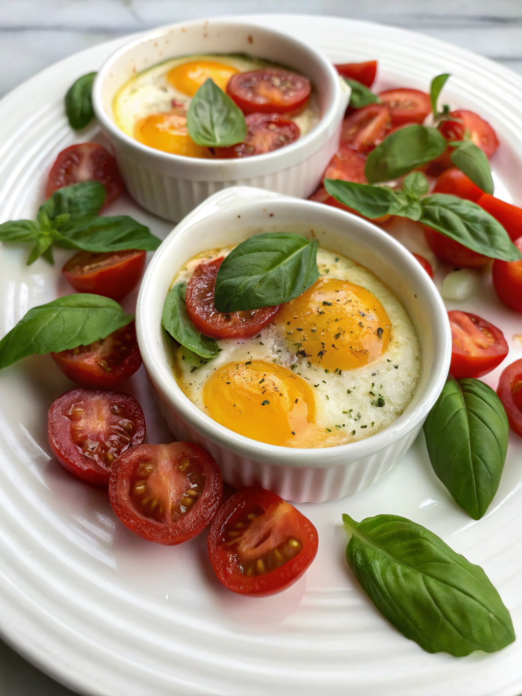Œufs cocotte tomates basilic