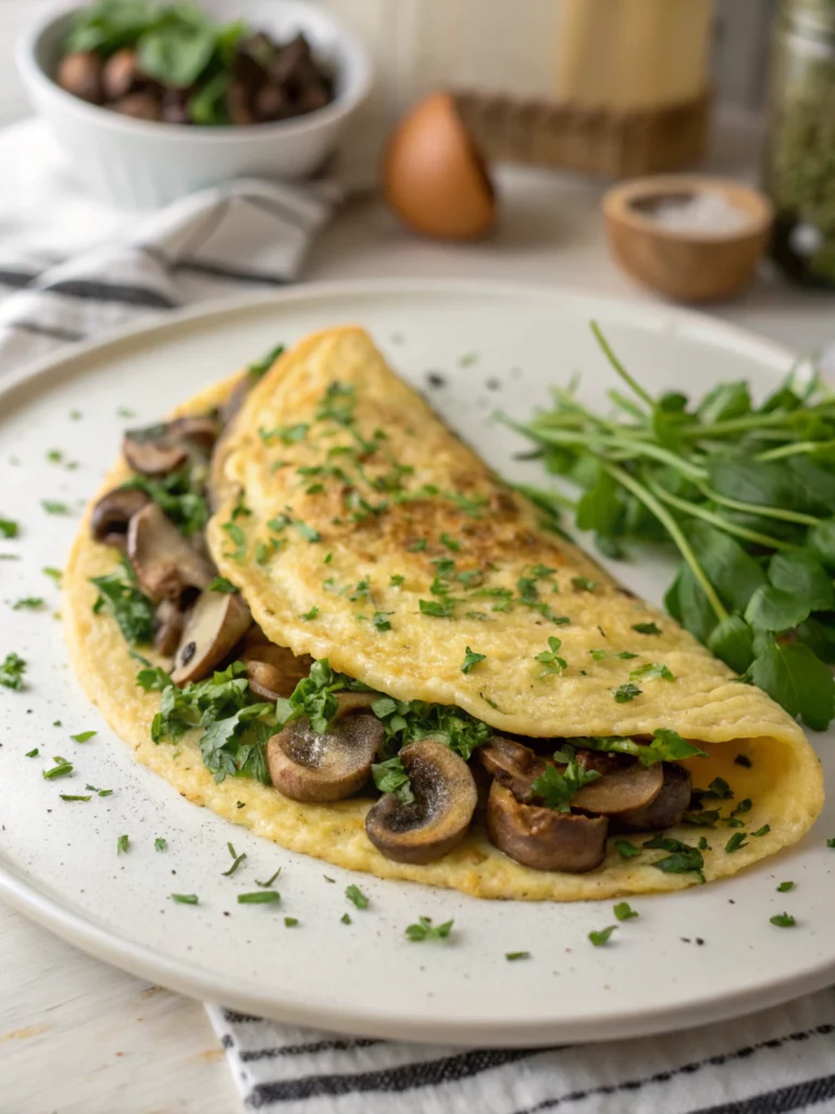 Omelette fines herbes et champignons