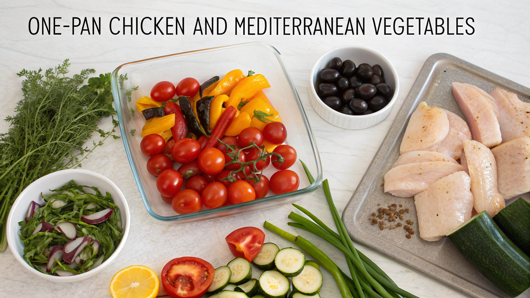 Ingrédients pour One-pan poulet légumes méditerranéens