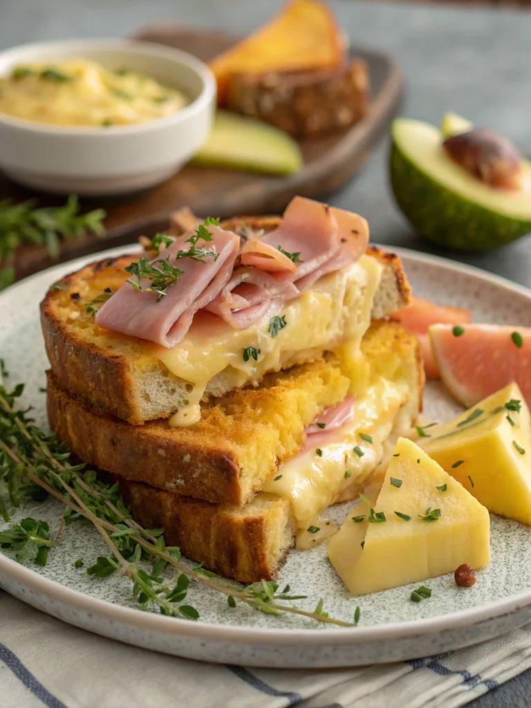 Pain perdu salé jambon fromage