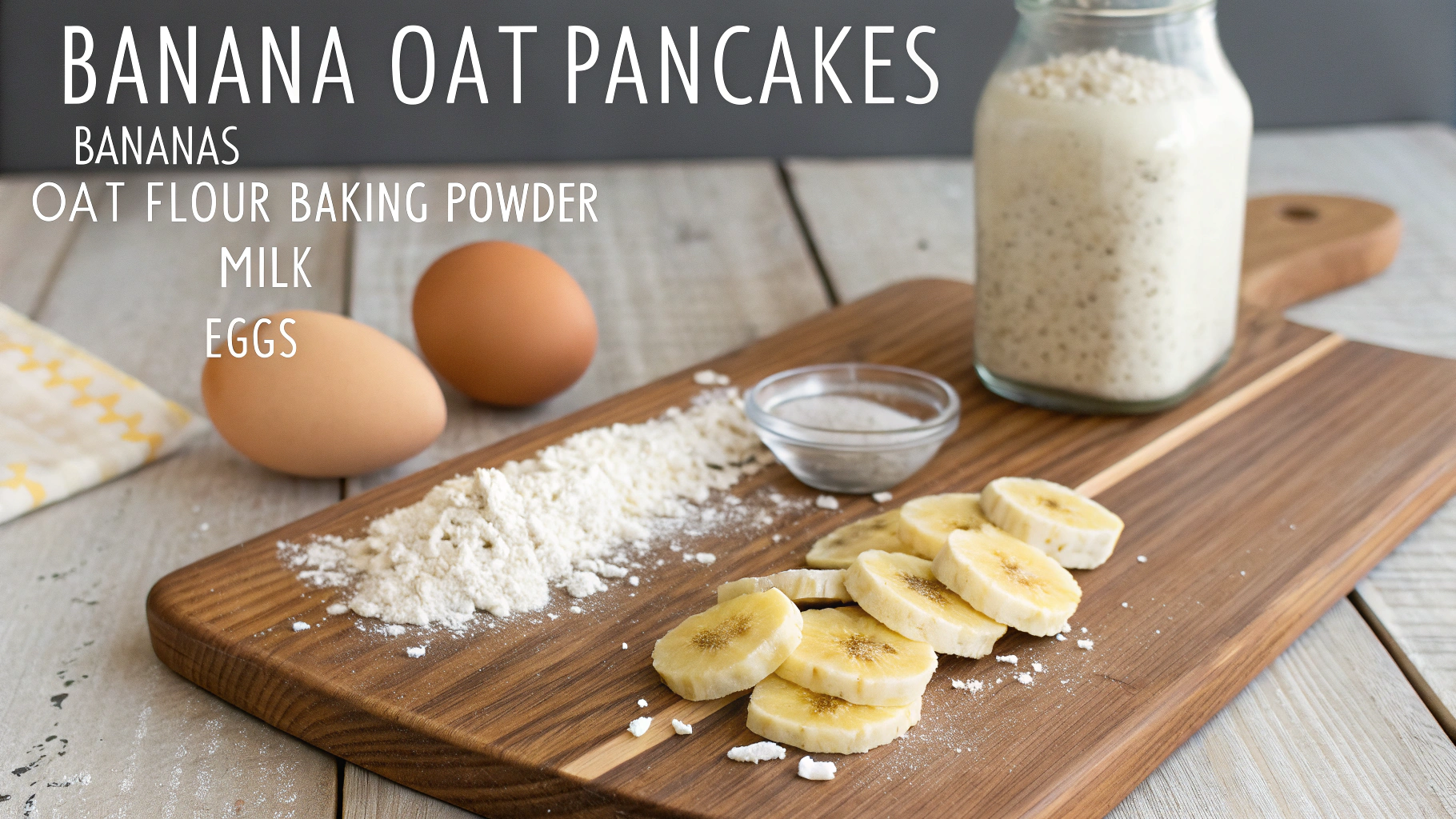 Ingrédients pour pancakes banane flocons d'avoine