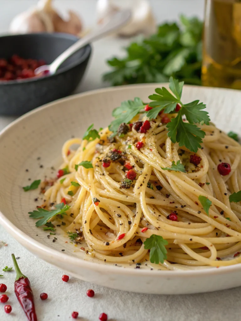 Pâtes aglio e olio pimentées