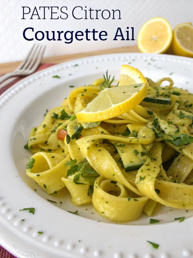 Pâtes citron courgette ail