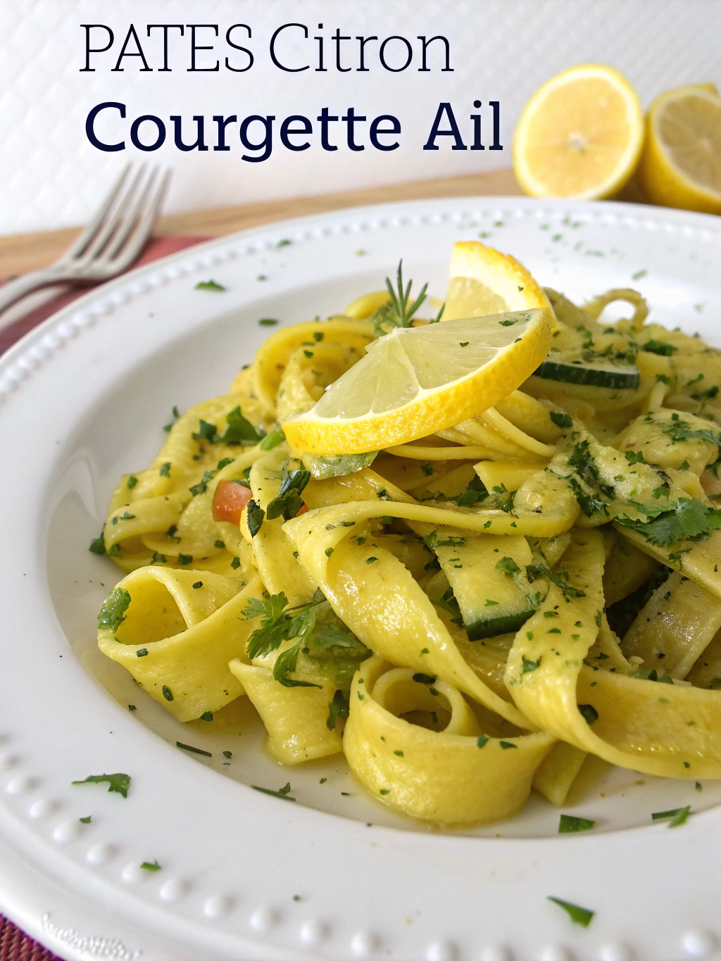 Pâtes citron courgette ail