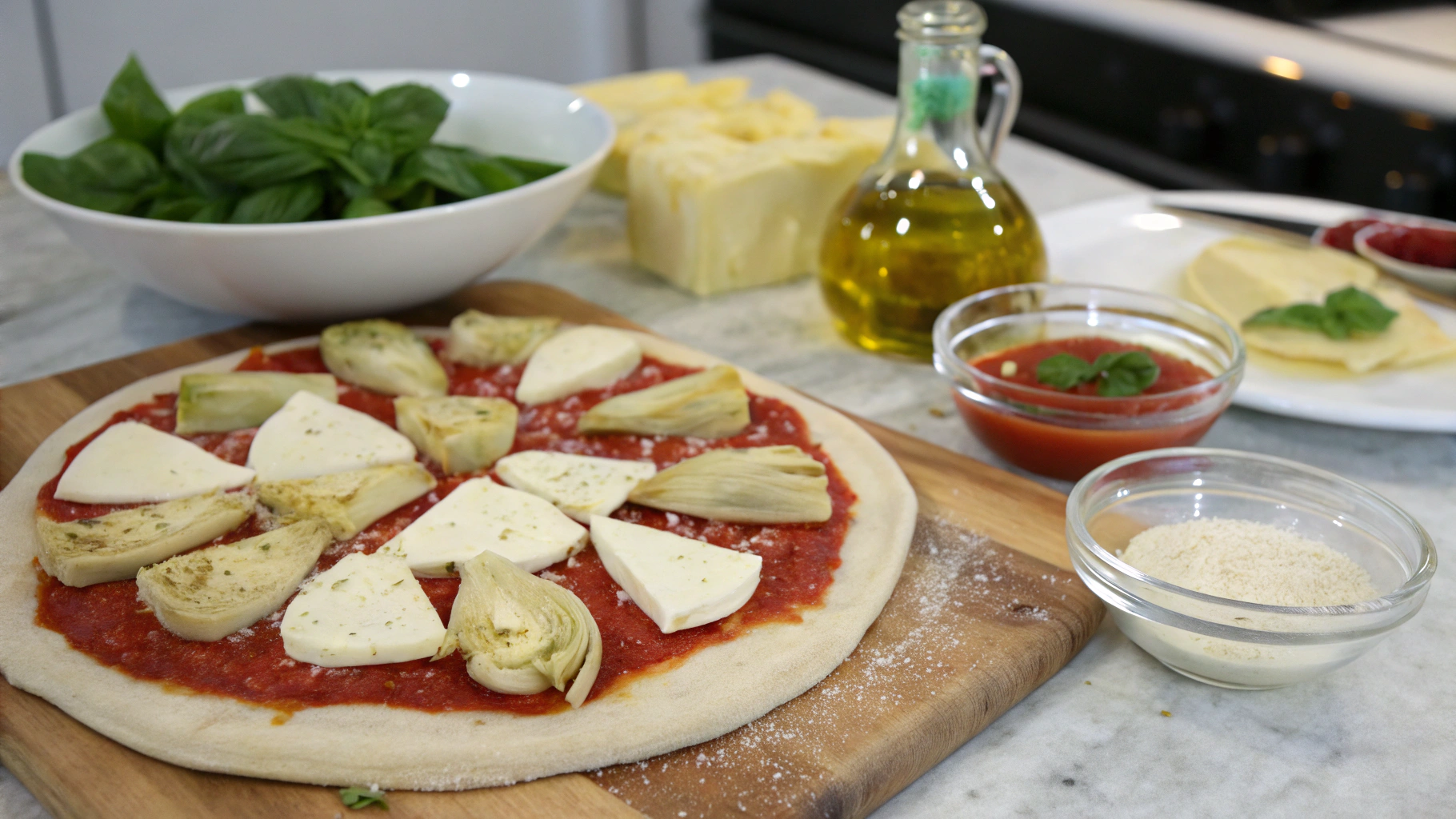 Pizza aux cœurs d'artichaut - ingrédients