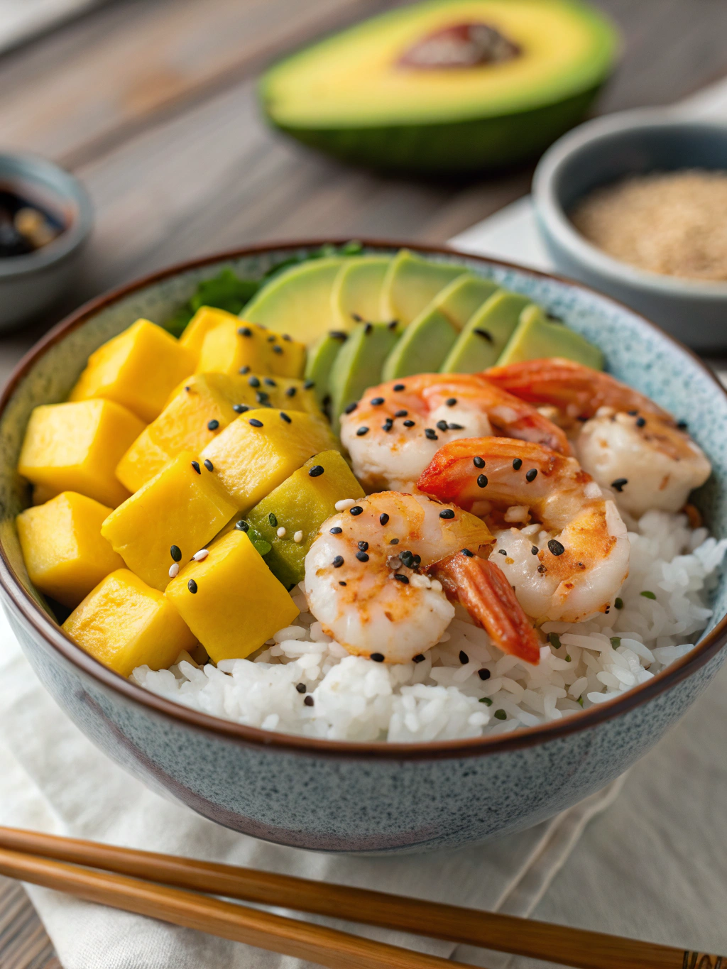 Poke bowl crevette-mangue
