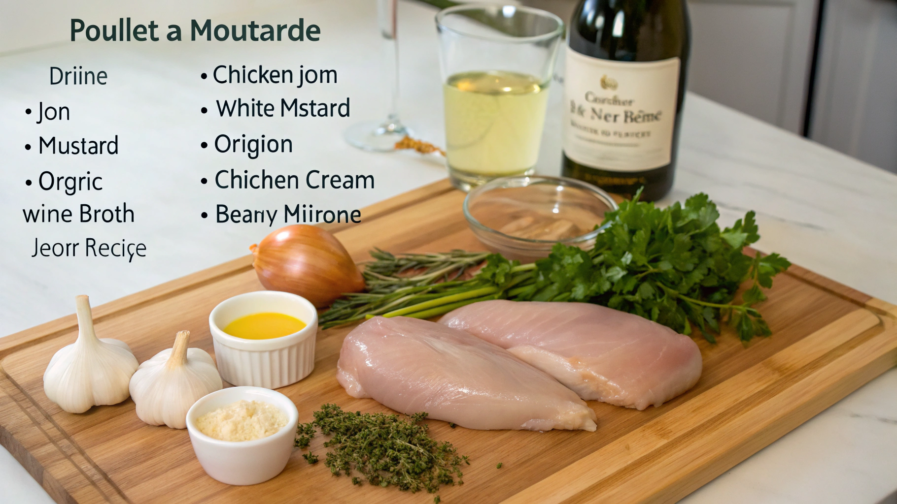 Ingrédients pour le poulet à la moutarde