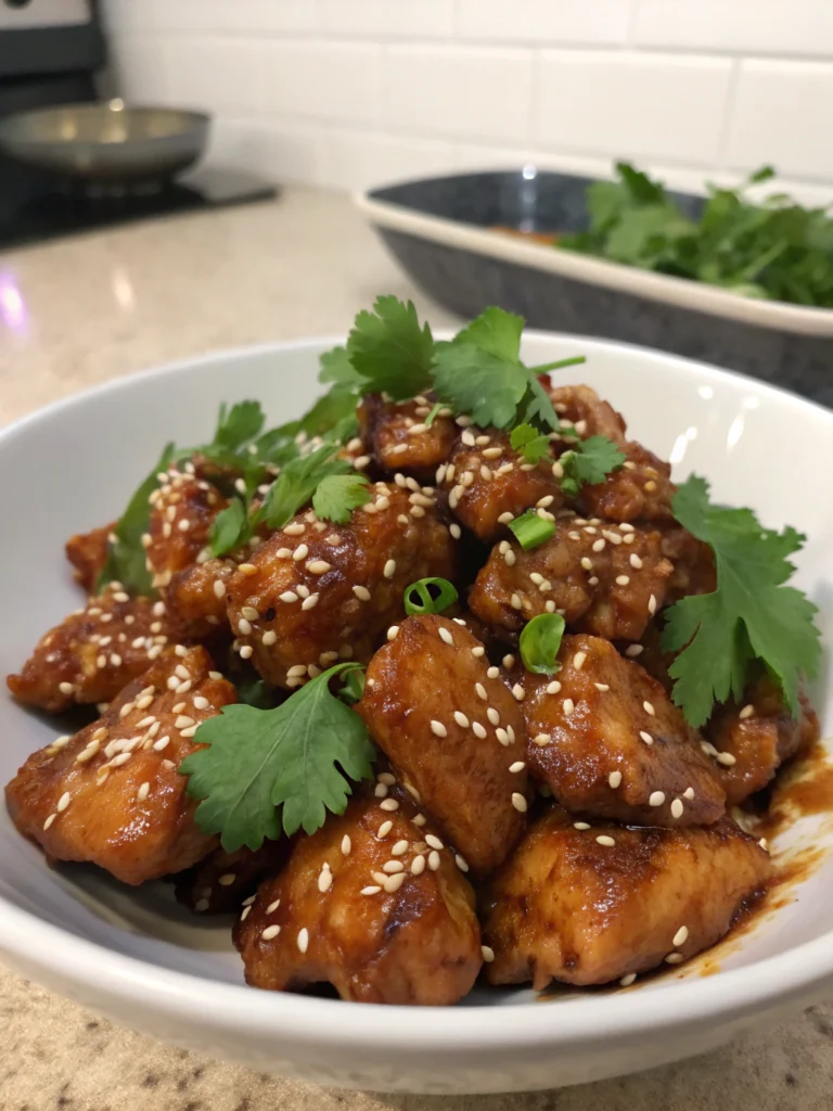 Poulet sauté miel-soja